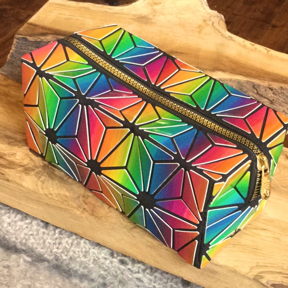 IMO RAINBOW cosmetic bag travel vacay make up spa cowgirl boho beach festival
